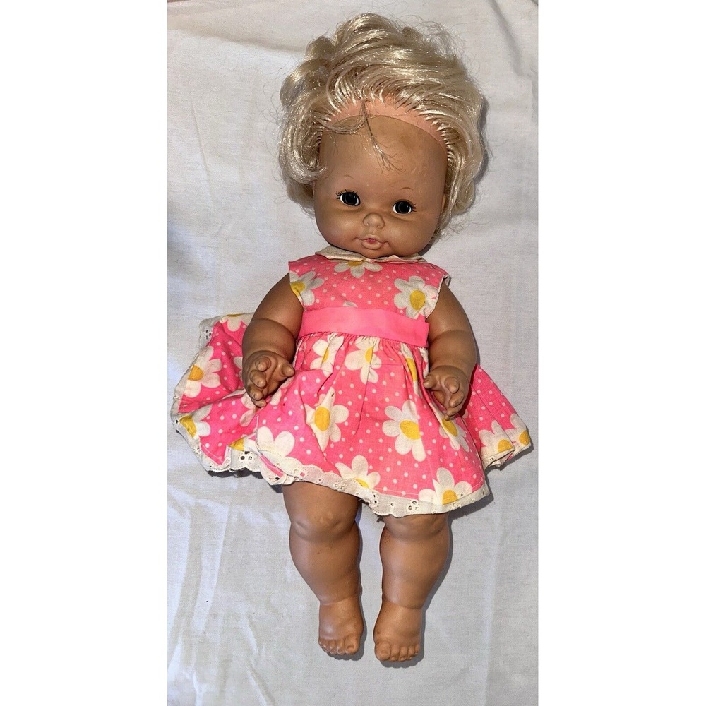 Vintage Mattel Baby Tender Love Doll 1969 Mexico Blonde Hair Drinks Wets